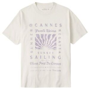Abercrombie & Fitch Cream Graphic Short Sleeve Tee